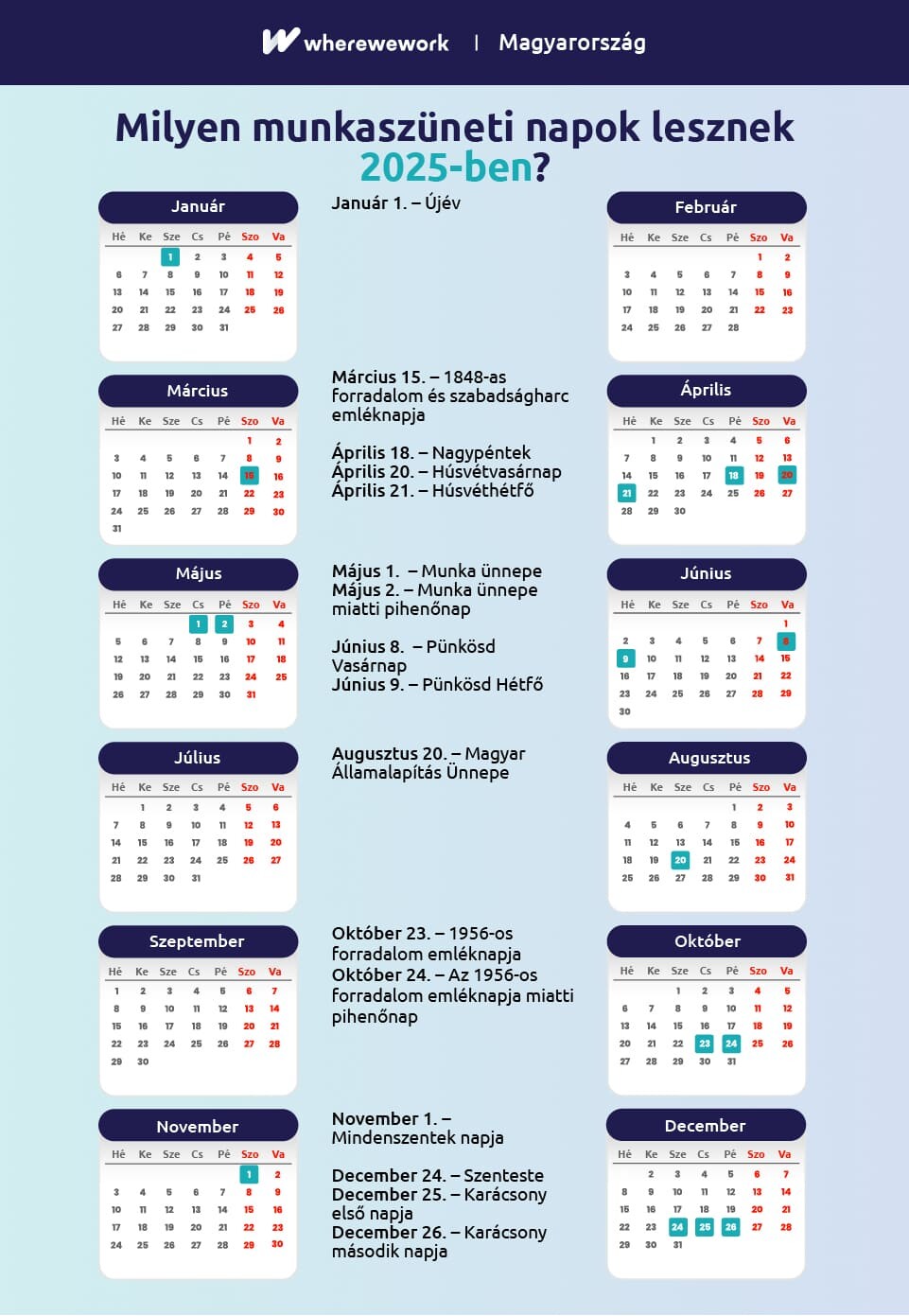 Public holidays Hungary 2025